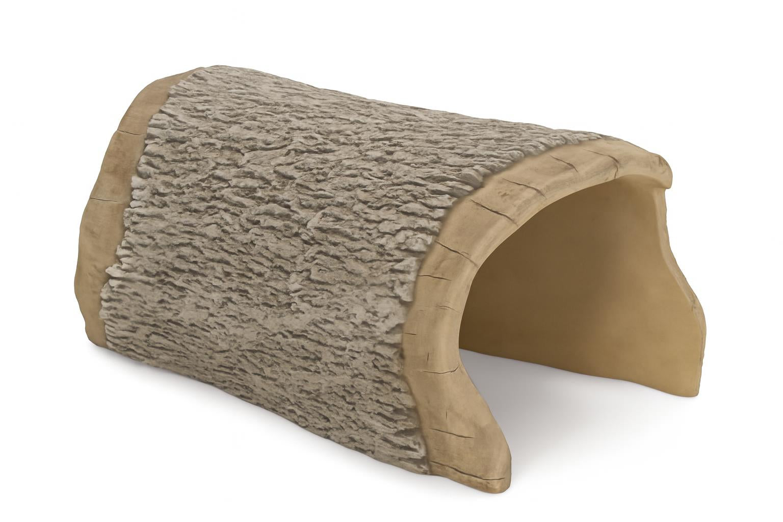 Nature Themed Playground Log Crawl Tunnel with realistic wood grain texture and hollow interior for climbing and crawling play