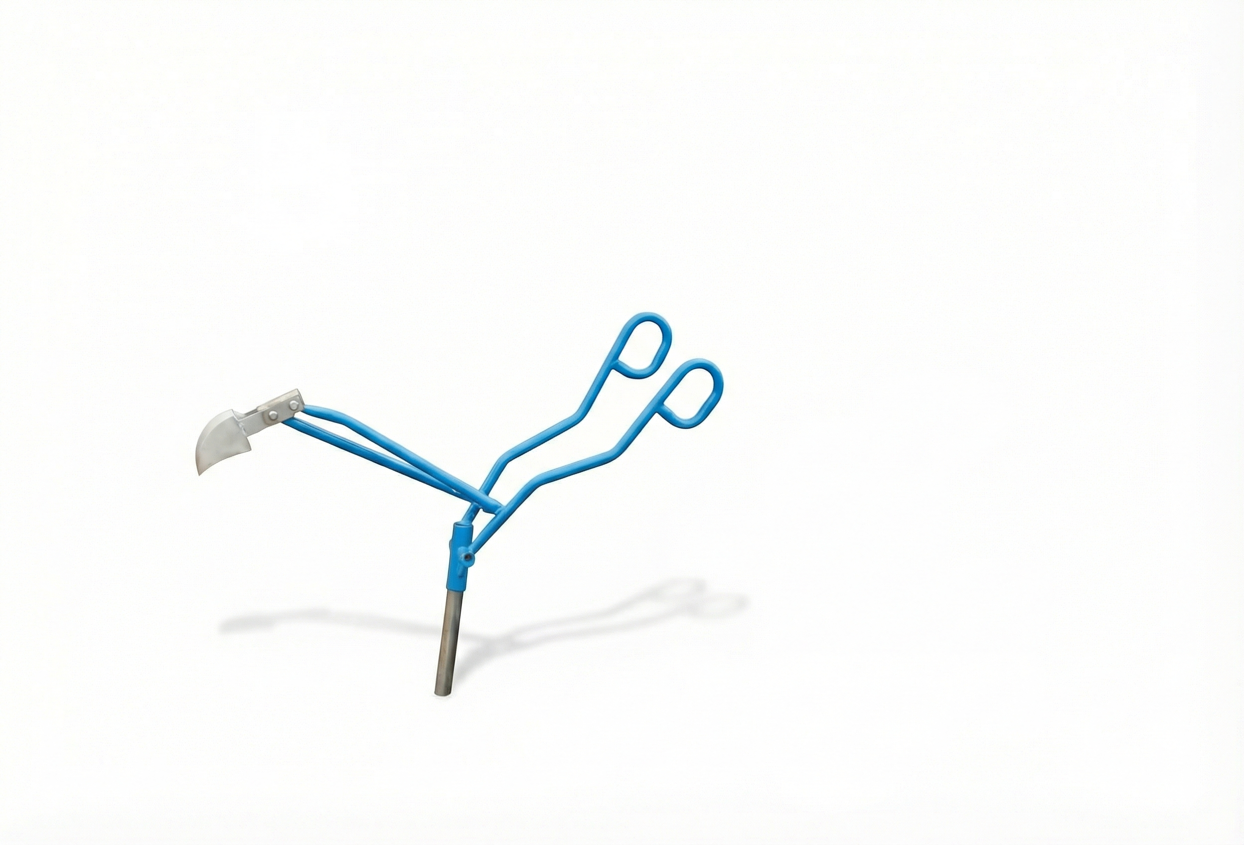 Sand Digger (ADA Compliant) with blue metal handles, gray molded aluminum shovel, and 360-degree rotating central post attached to sandbox