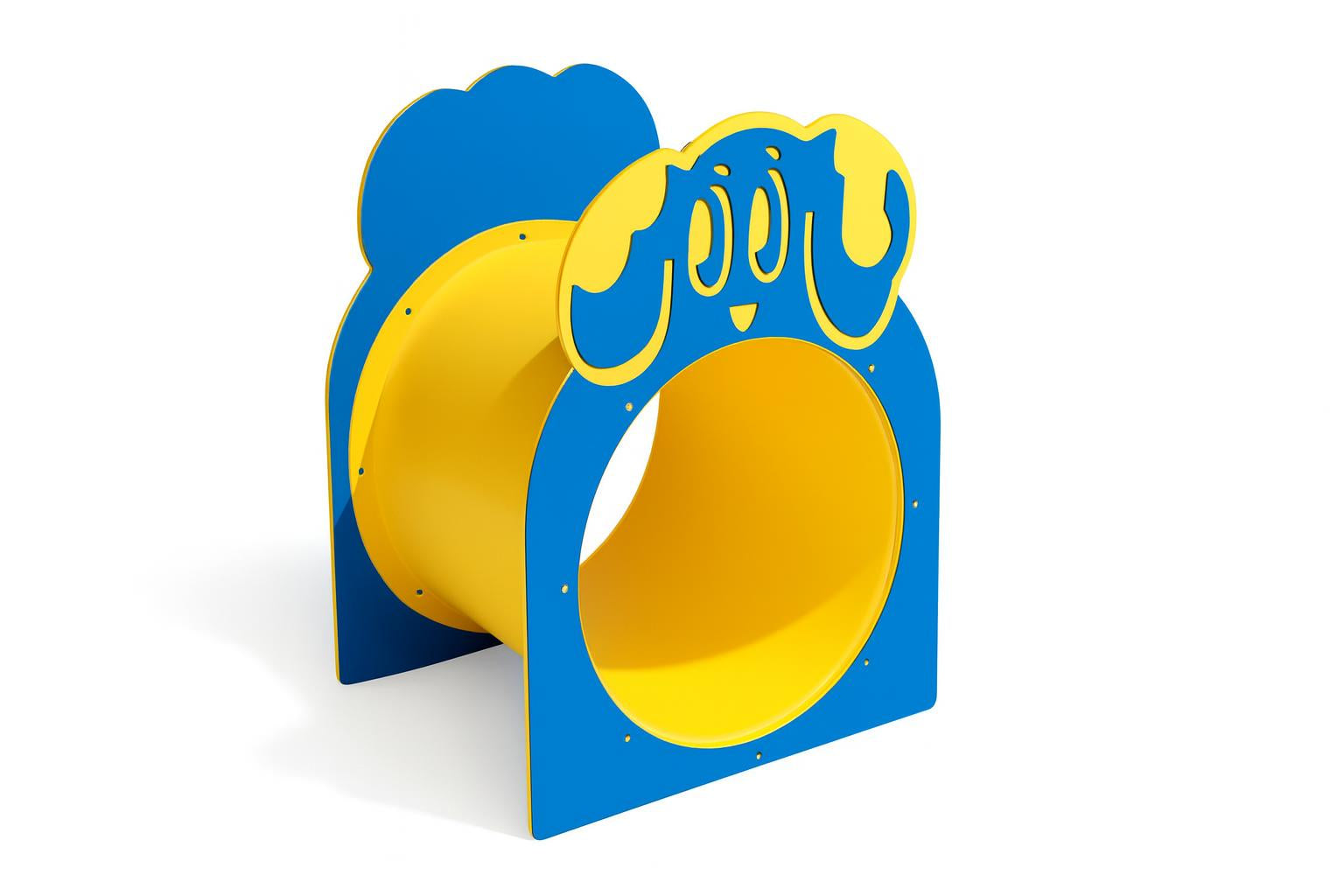 Duke The Dog Playground Tunnel with blue dog face panels and yellow crawl-through tube for kids' play areas