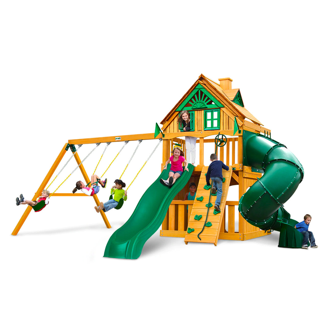 Mountaineer Clubhouse AP Wooden Swing Set | WillyGoat Playground & Park Equipment