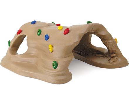 Climb and Discover Cave climbing structure with colorful handholds, cave-like openings, and naturalistic design for children's play and exploration