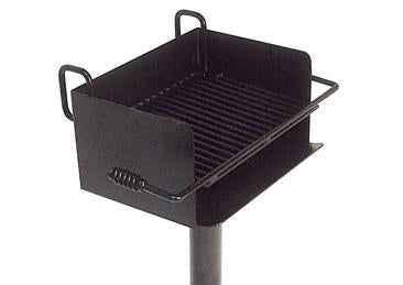 Rotating Pedestal Flip-back Grill by Park Grills with 300 sq. in. cook area, black powder-coated firebox, cantilever grate, and 360-degree rotation