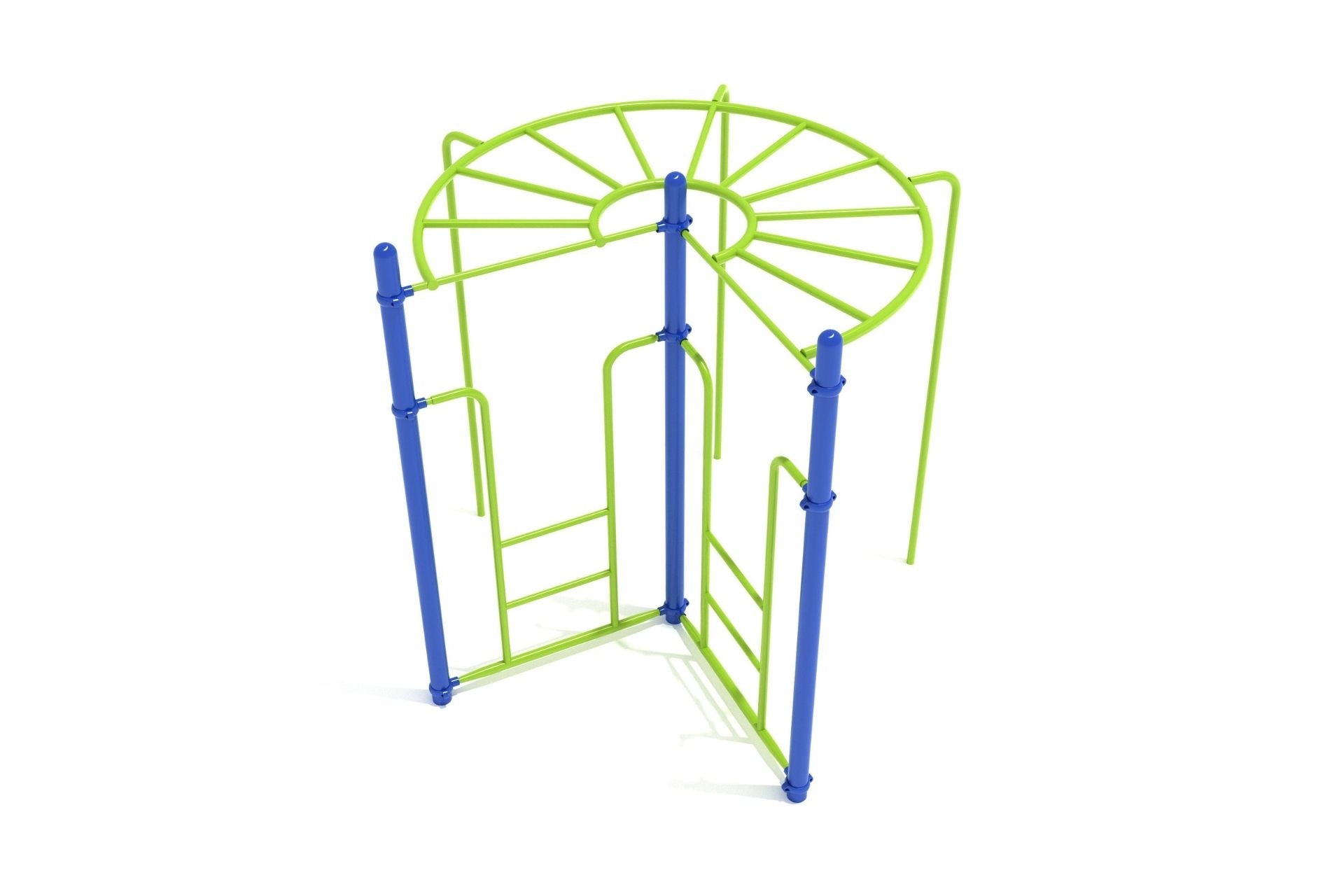 270-Degree Rung Ladder playground climbing equipment with circular lime green rungs and blue support poles