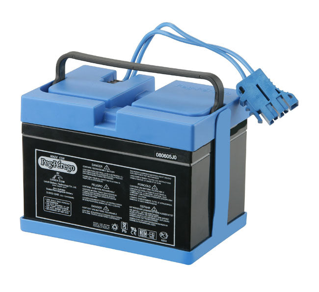 Replacement 12-Volt Peg Perego Battery with blue casing and connector for Peg Perego riding vehicles