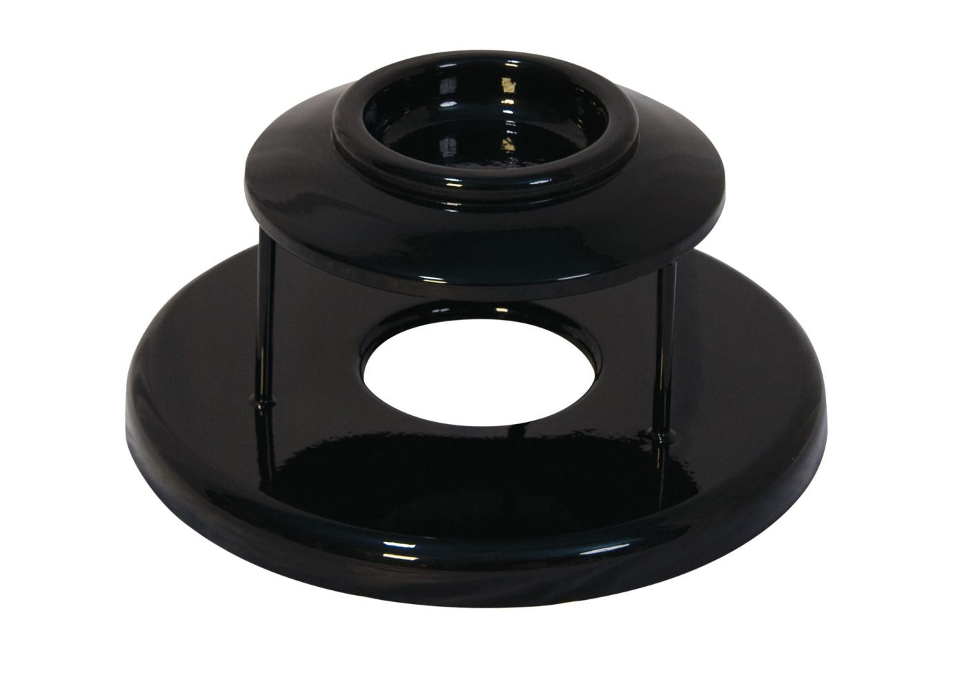 Glossy black metal Ash Urn Trash Receptacle Lid with raised central ash urn and circular opening