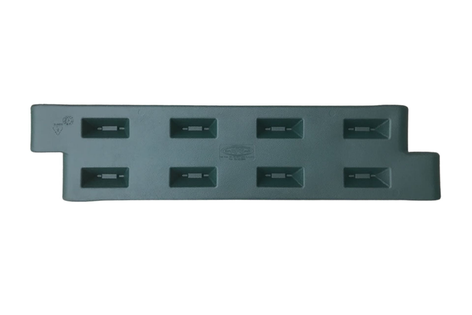 Green plastic playground border with integrated spike and recessed sections for secure installation