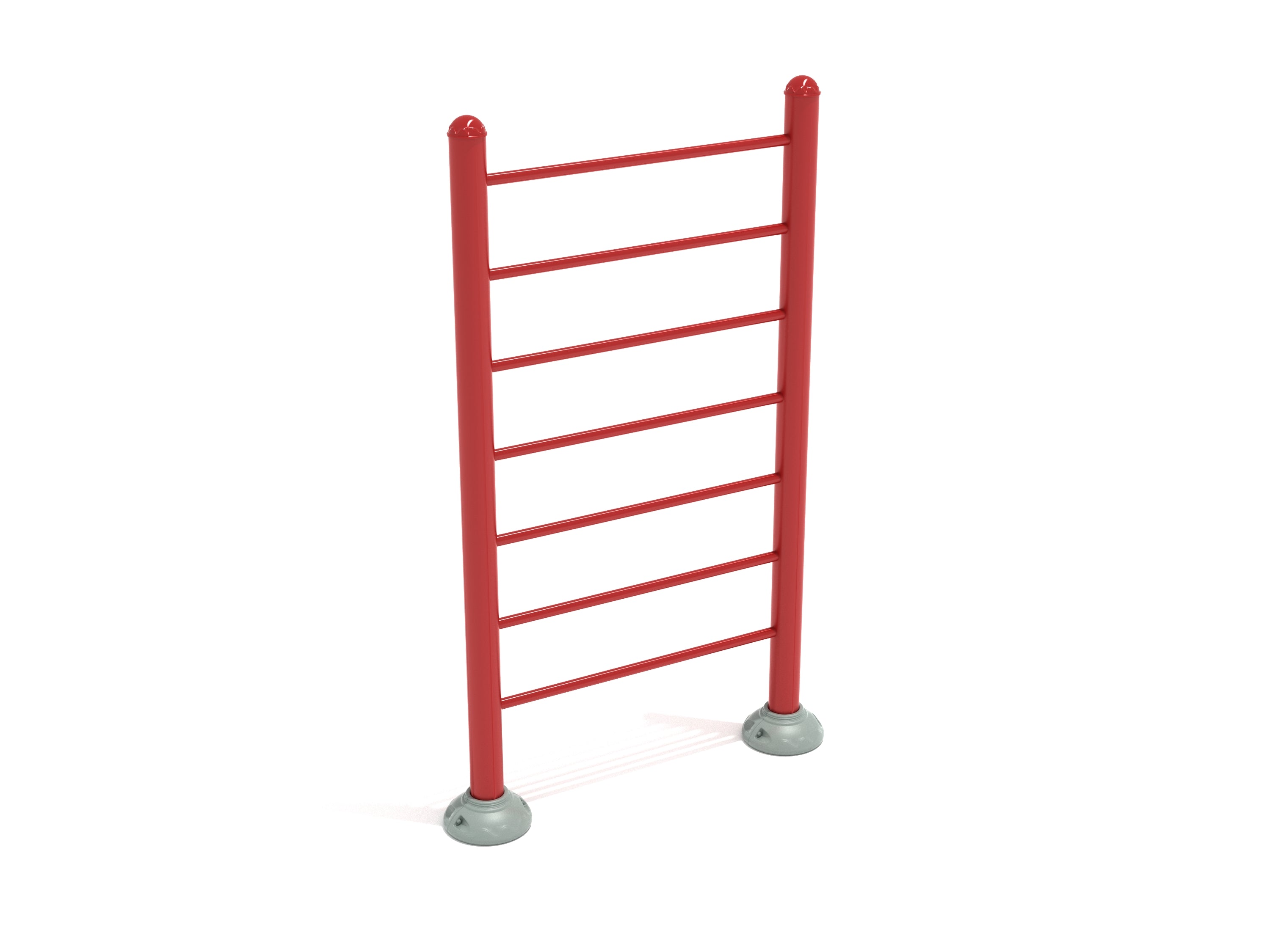 Red steel outdoor fitness ladder with seven rungs for strength and cardio workouts