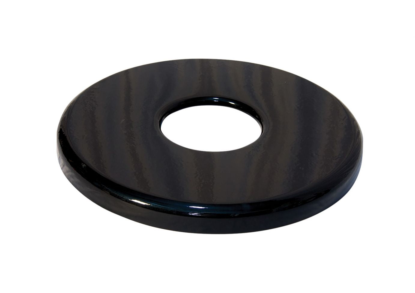 Flat Trash Receptacle Lid with smooth black finish and central circular opening for trash disposal