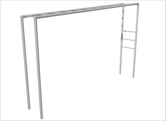Galvanized metal horizontal ladder with evenly spaced rungs for playground climbing, fitness, and agility training