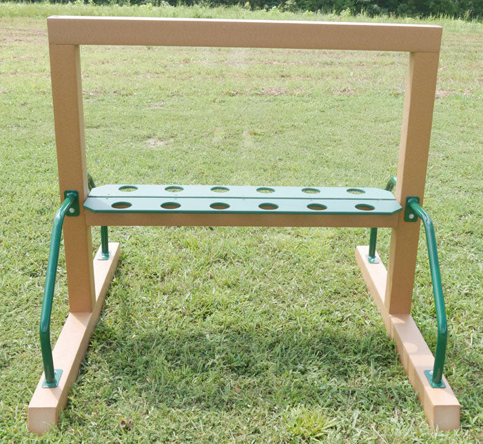 Outdoor commercial art easel panel with multiple paint cup holders and sturdy eco-friendly frame on grass surface