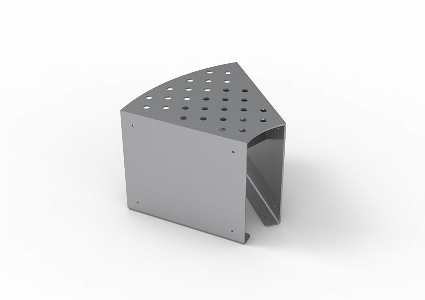 Pasadena Modular Bench in gray steel with perforated top and angular design for modern outdoor parks seating