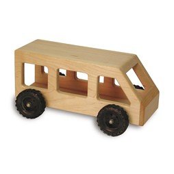 Family Mini Van wooden toy with solid hardwood body and black non-marking wheels for dollhouse play