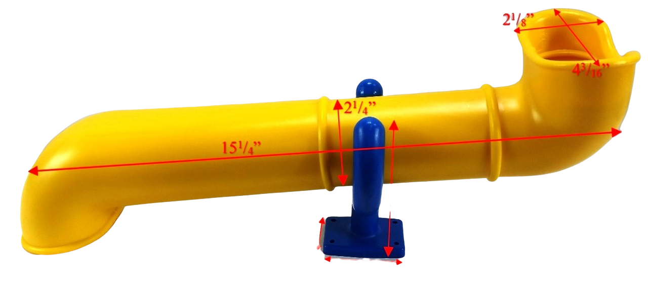 Bright yellow molded polypropylene periscope with blue swivel mount and clear working lens for outdoor playsets.