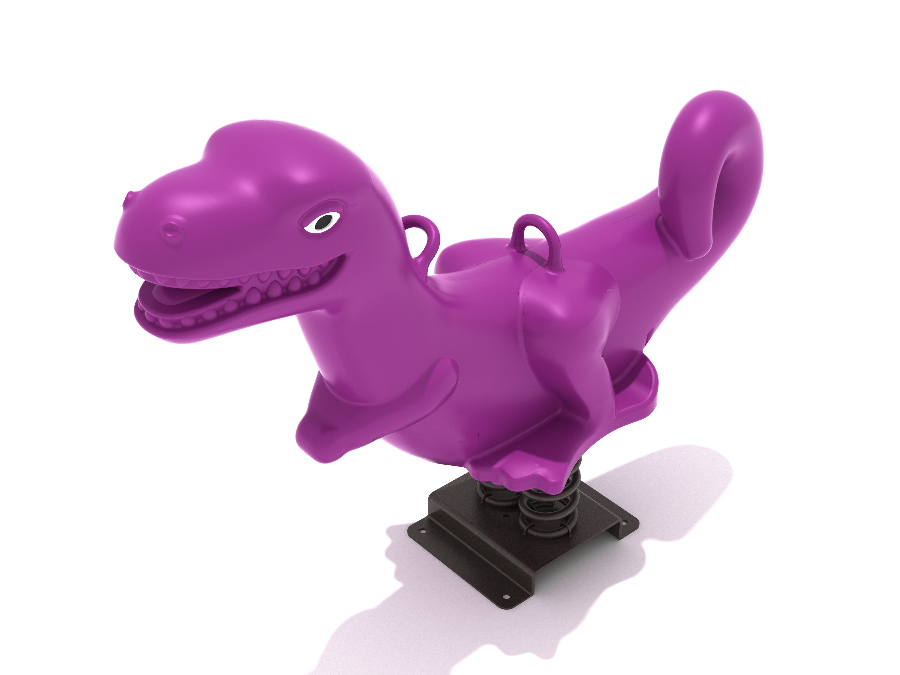 Charlie Chomper Fun Bouncer purple dinosaur playground spring rider with molded handholds, footrests, and dual seating for kids