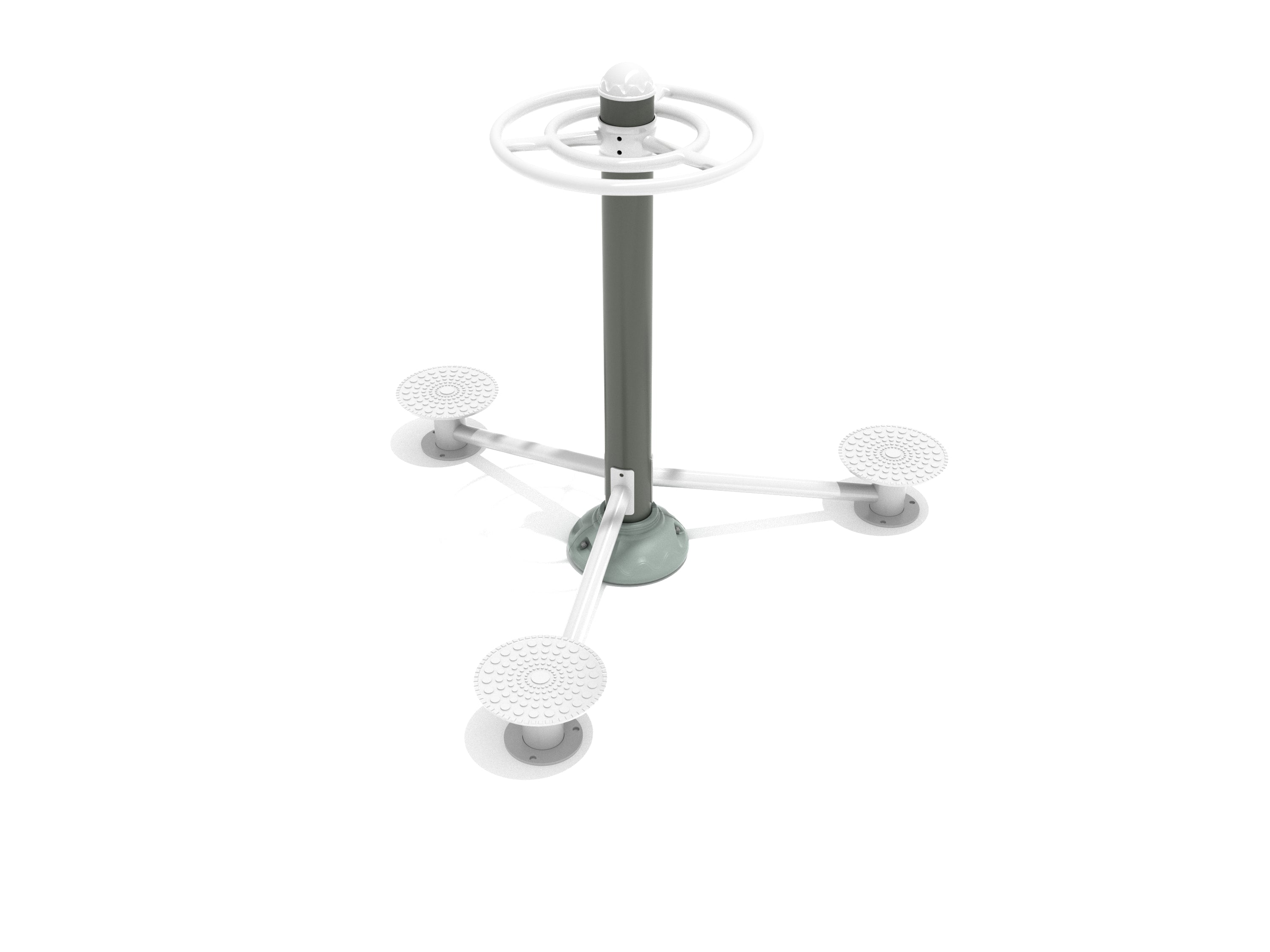Triple Station Torso Twist outdoor workout equipment with three circular platforms and central twisting wheel for group exercise