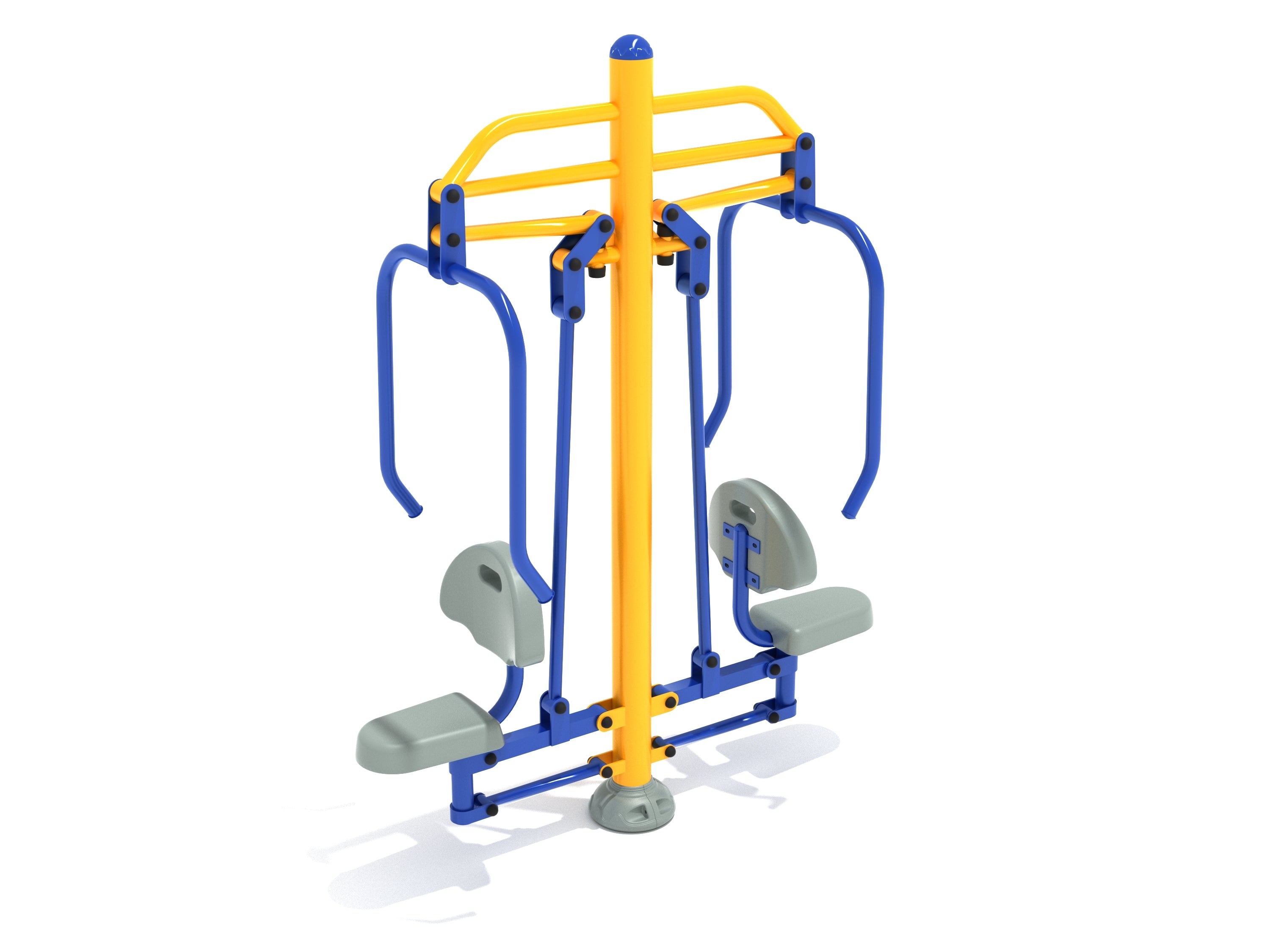 Double Station Chest Press outdoor fitness equipment with dual black and gray seats, designed for simultaneous chest workouts.