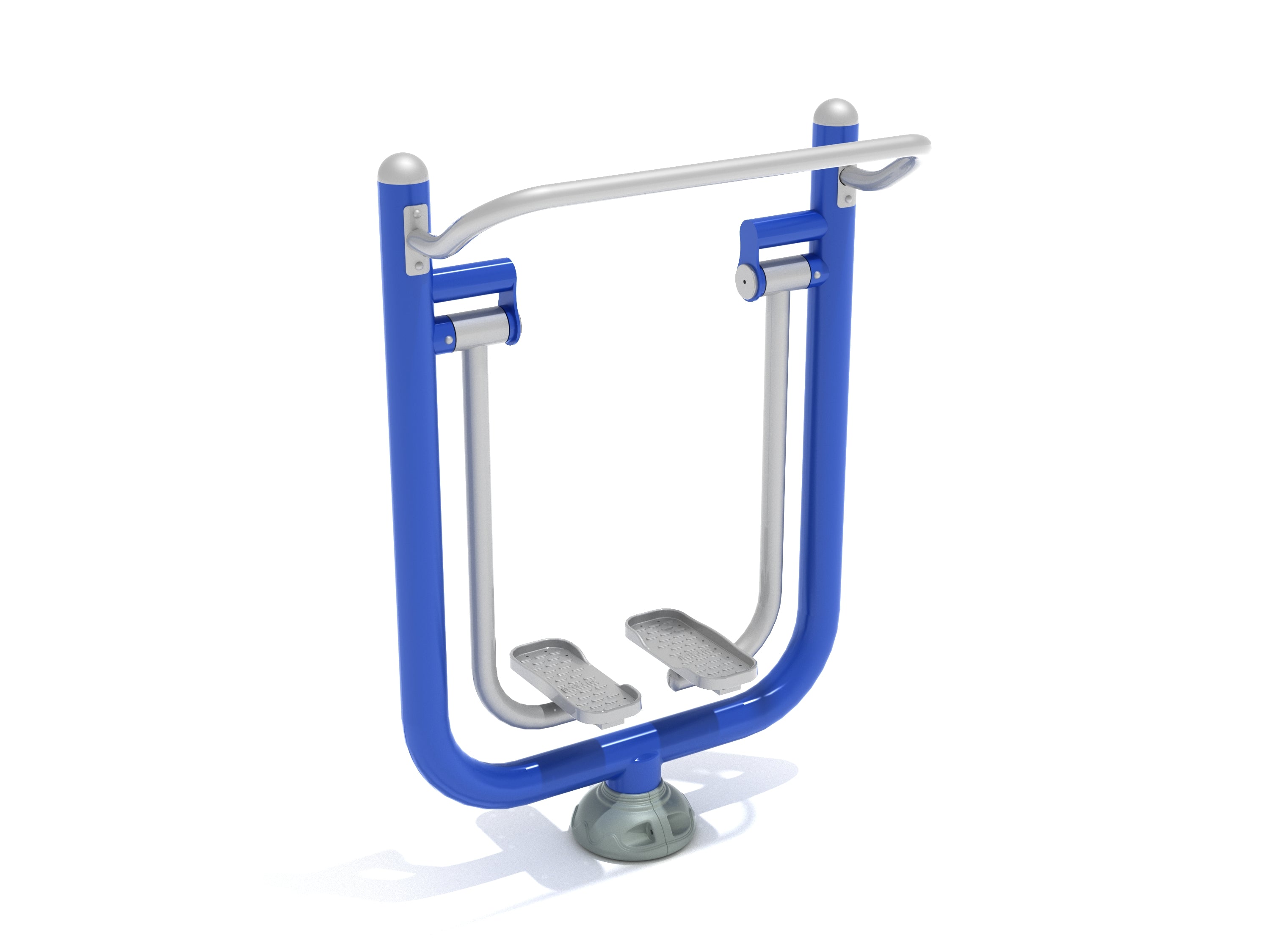 Single Station Sky Walker outdoor workout equipment with blue frame, silver foot pedals, and handles for full-body low-impact exercise