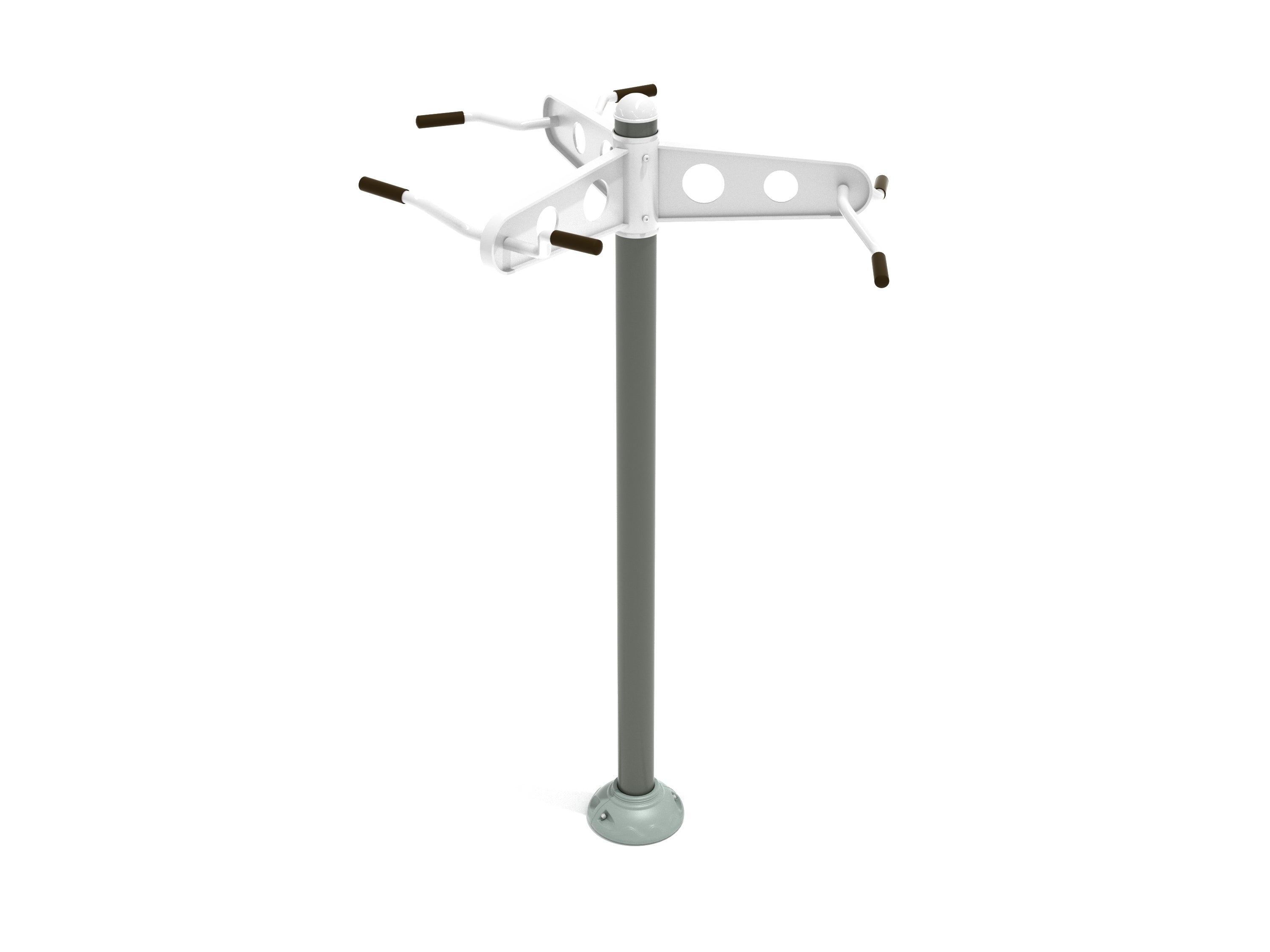 Triple Station Chin-Up Bars with three ergonomic padded handlebar grips on a central pole for outdoor workouts