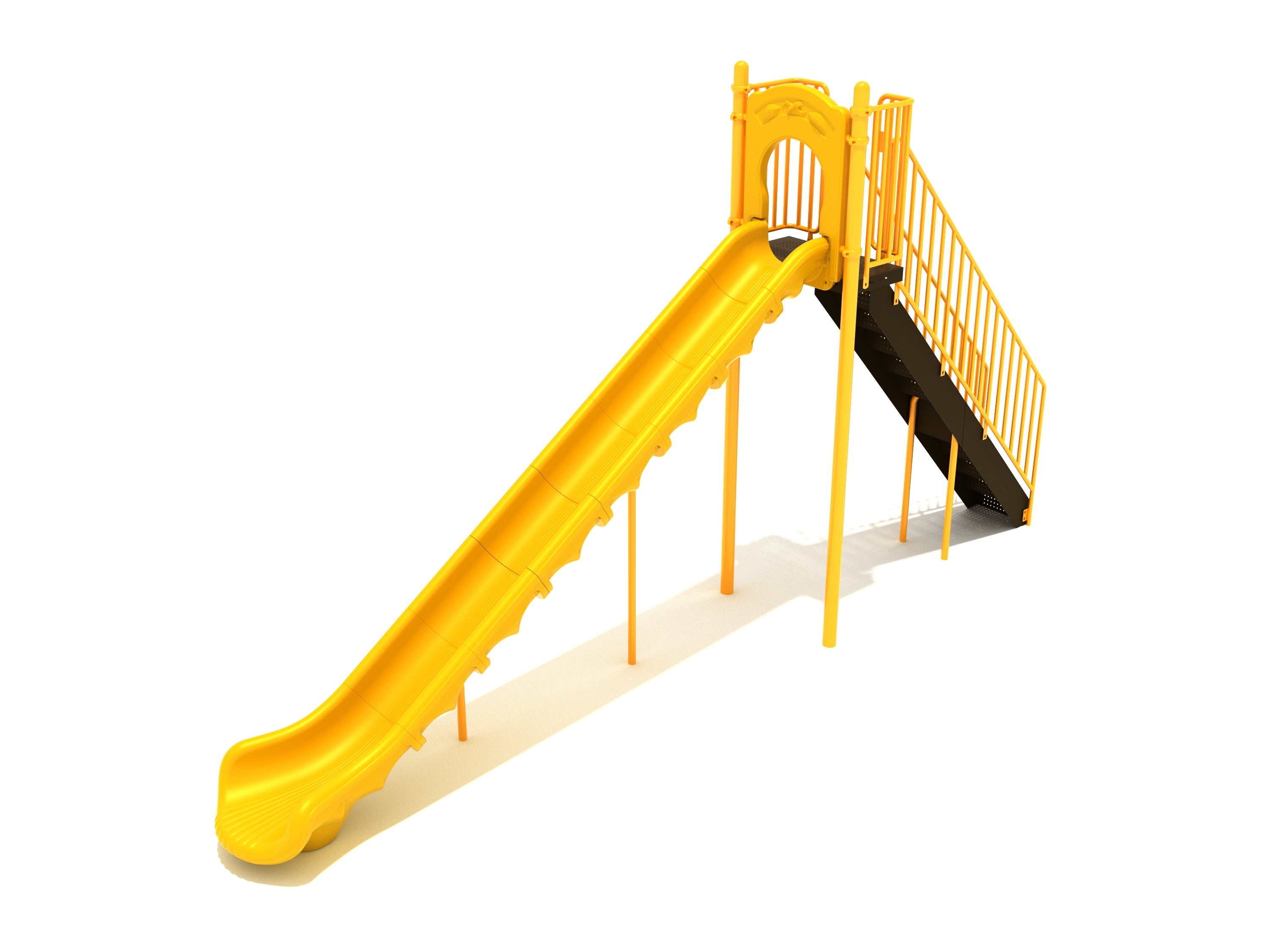 Yellow sectional straight slide with matching posts and rails