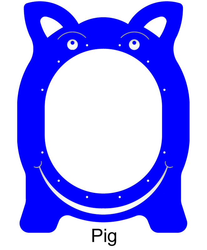 Blue pig-shaped climbing tunnel with ventilation cutouts for children's imaginative play and motor skill development.