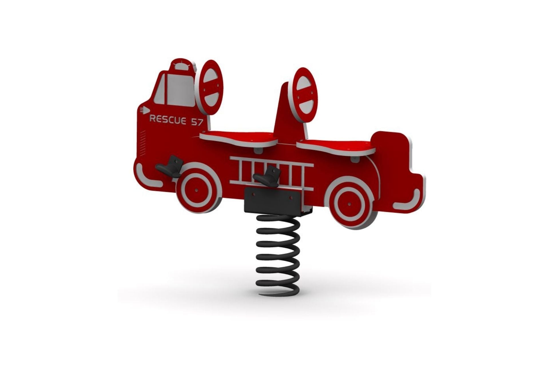 Red And Yellow Fire Truck 2 Person Spring Rider