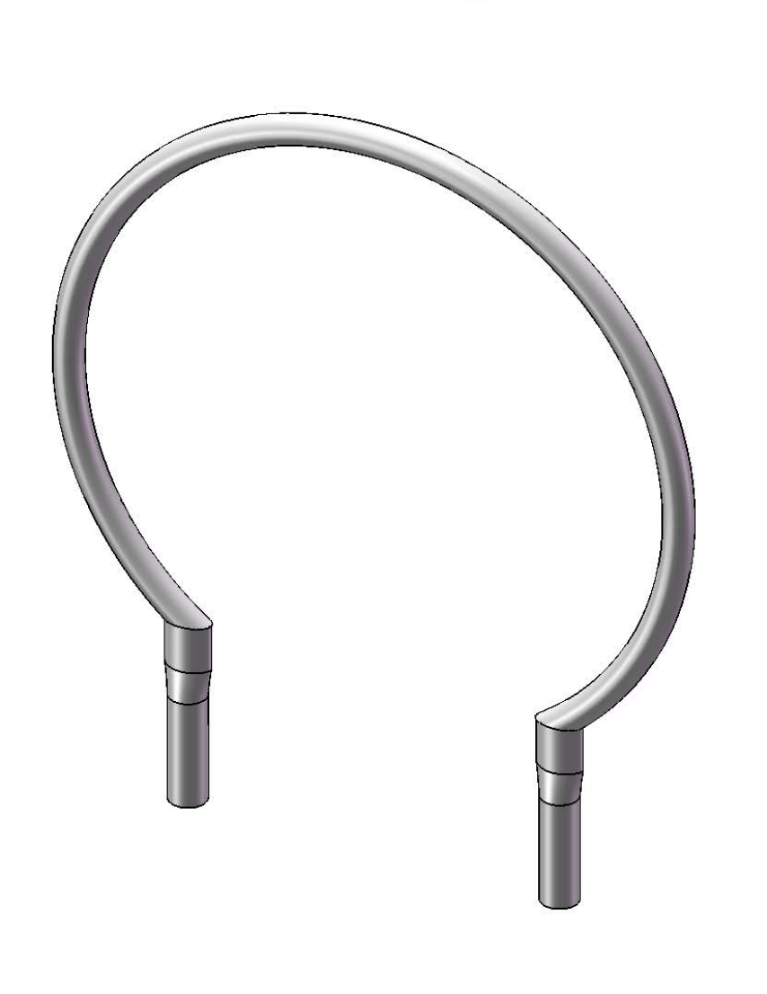 Large silver in-ground bike rack with two vertical supports and a smooth round tube design