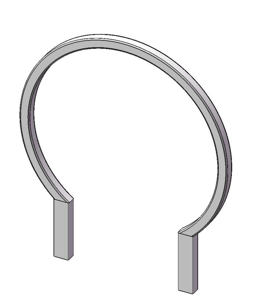Modern steel bike rack with large curved hoop and two vertical supports for secure locking of two bicycles