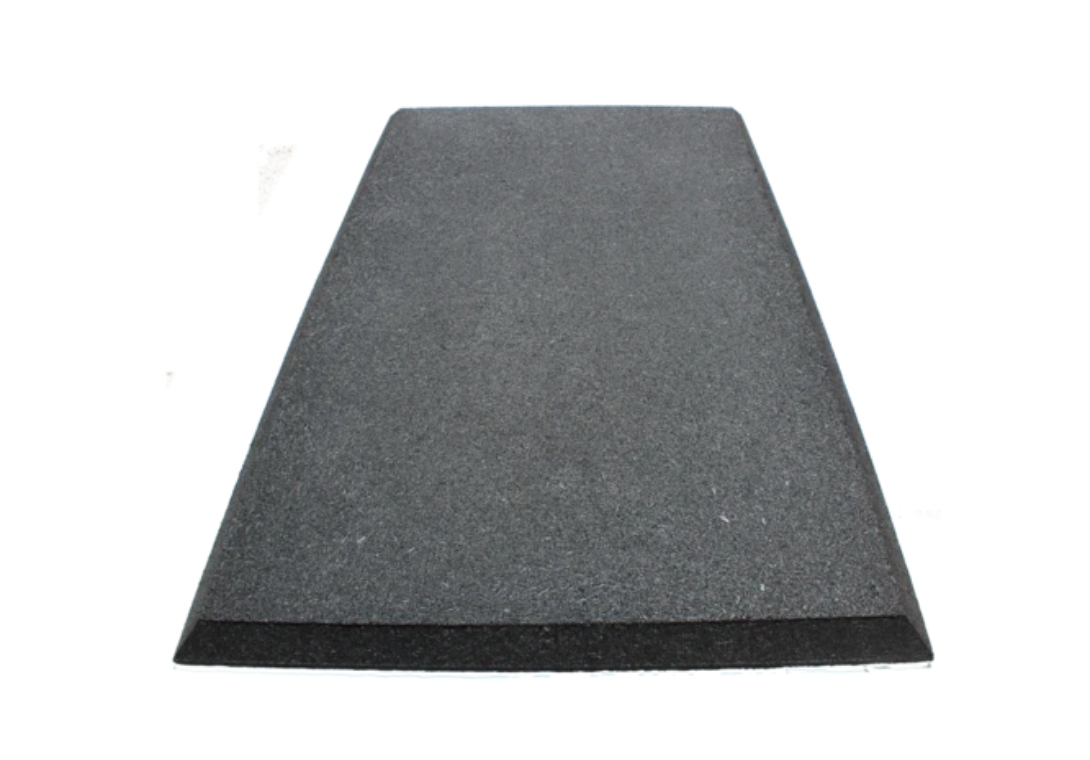 Black rubber Swing Safe Mat with beveled edges for playground safety and durability