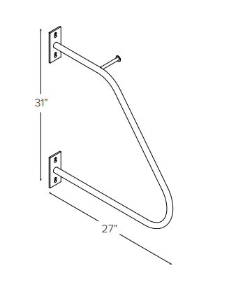 Vertical wall-mounted bike rack with angled support arm and locking peg for secure bike storage