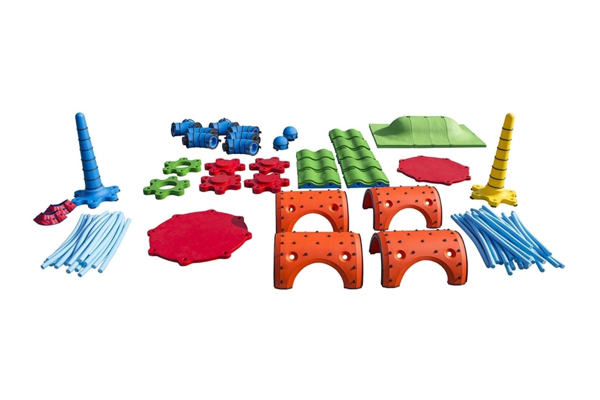 Snug Play Expert Kit with colorful cones, waves, walls, noodles, and connectors for inclusive interactive playground play