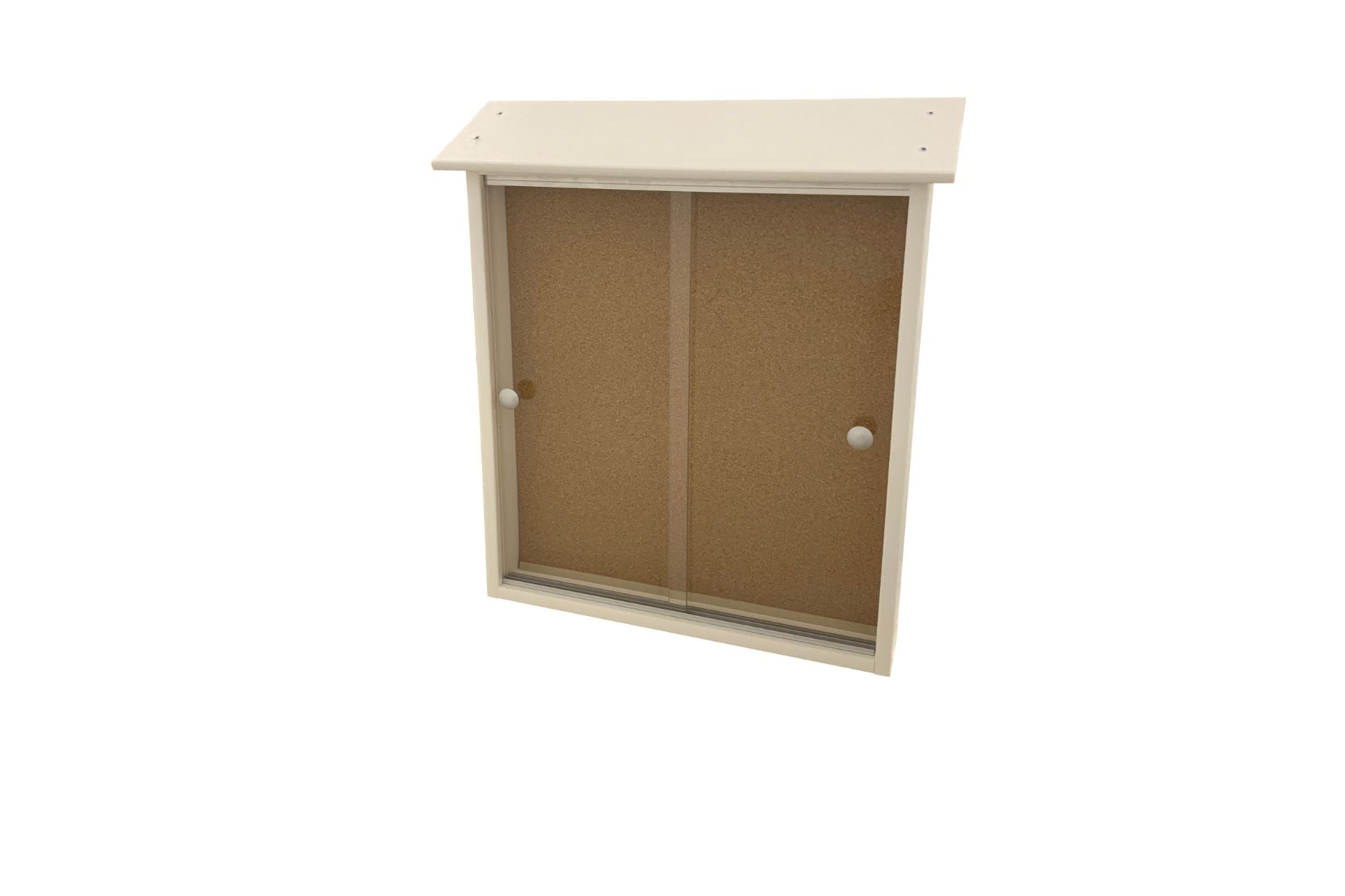 Sport Sign Model 50 with sliding clear acrylic doors and cork board display for outdoor park messaging and community notices.