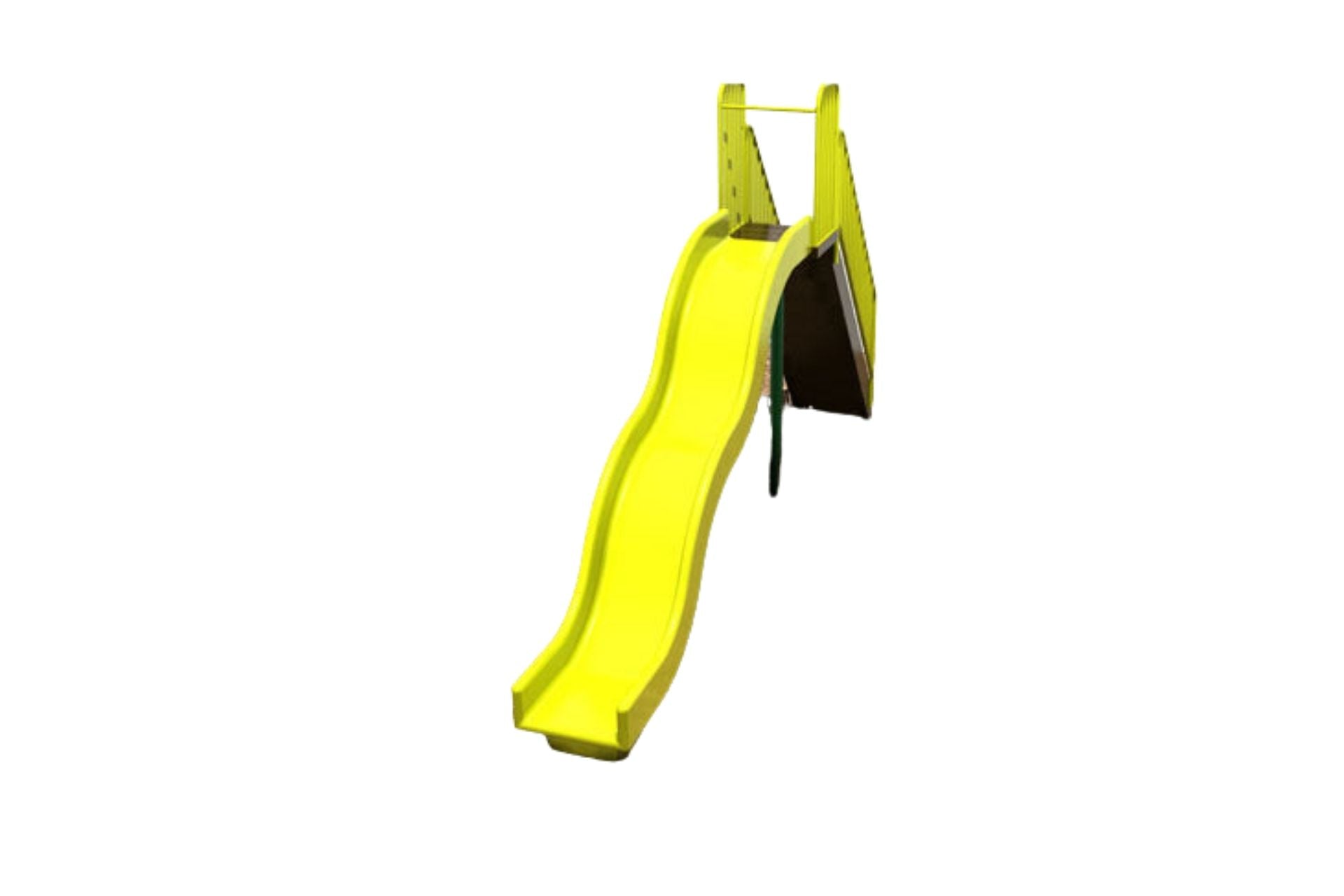 Bump Wave Slide playground slide with bright yellow dual bump design and green powder-coated support posts
