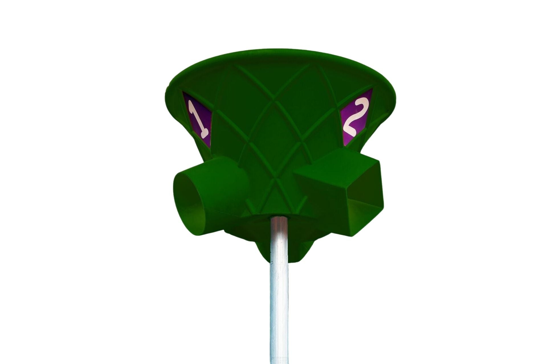 TripleShoot Ball Game in green with three distinct shooting targets on a metal pole, designed for active playground play and skill-building.