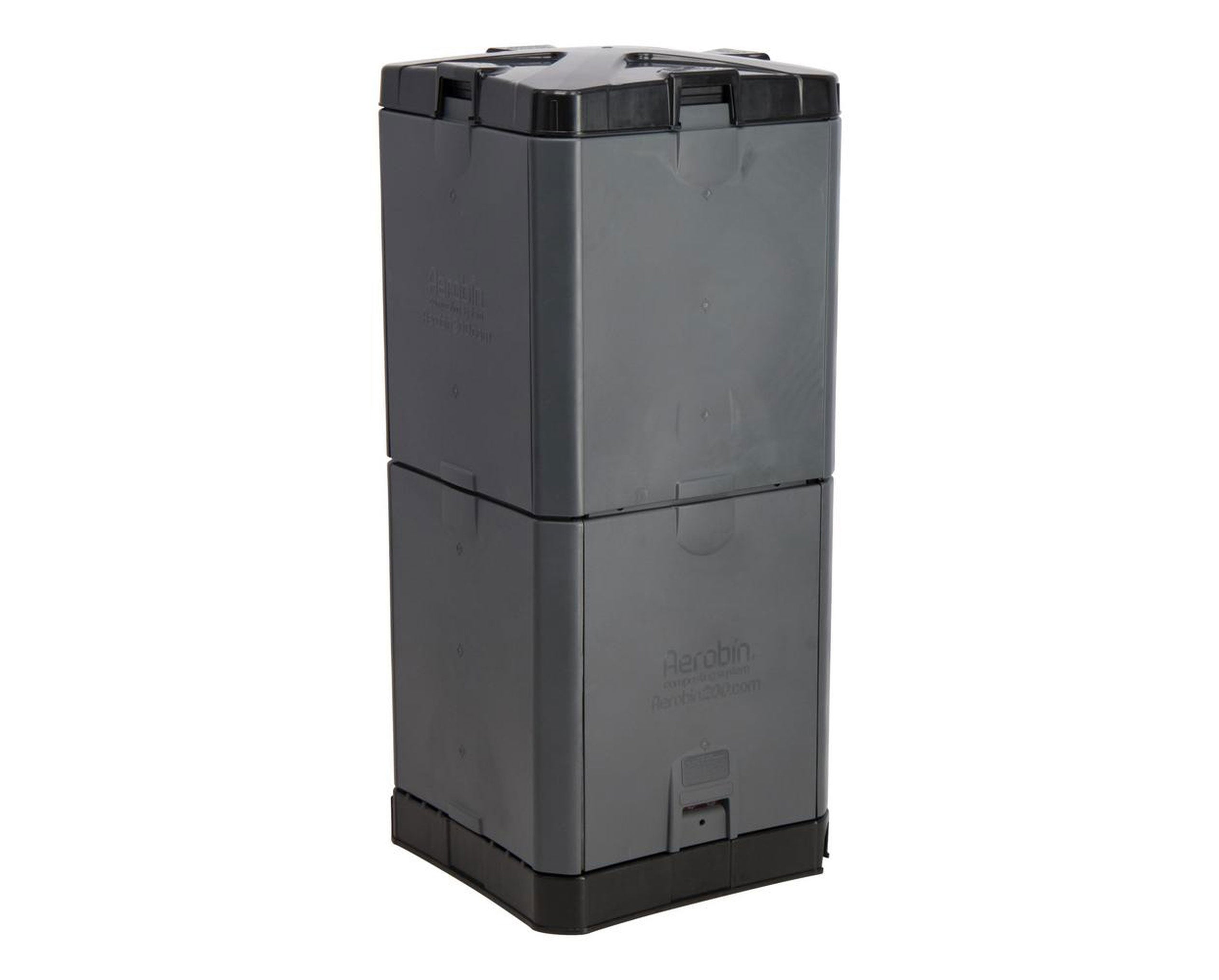 Aerobin 200 Insulated Composter in grey, tall rectangular bin with double-wall insulation and bottom access doors
