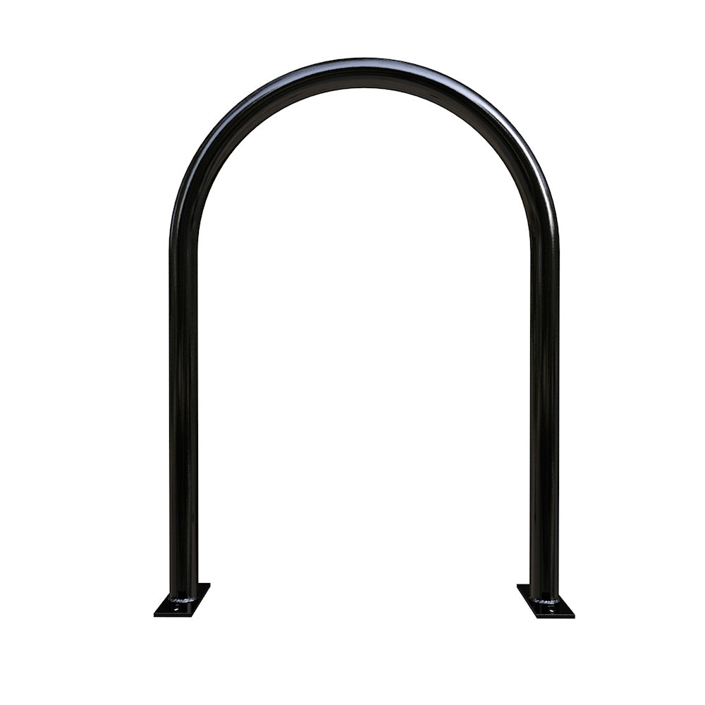 Hoop Bike Rack with black powder-coated thick pipe and smooth full-radius bend for secure, easy bike parking.