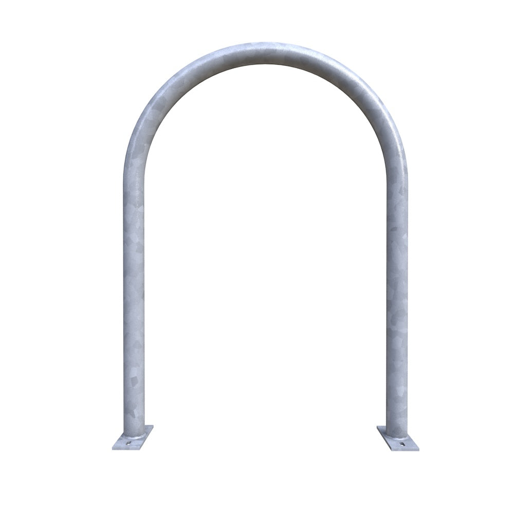 Galvanized steel bike rack with thick pipe and smooth curved design for secure, convenient bike parking