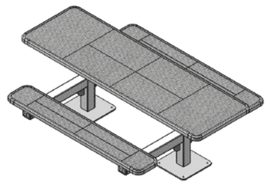 ADA Dual Pedestal Picnic Table with thermoplastic coated planks, powder-coated frame, accessible design from both ends, outdoor use