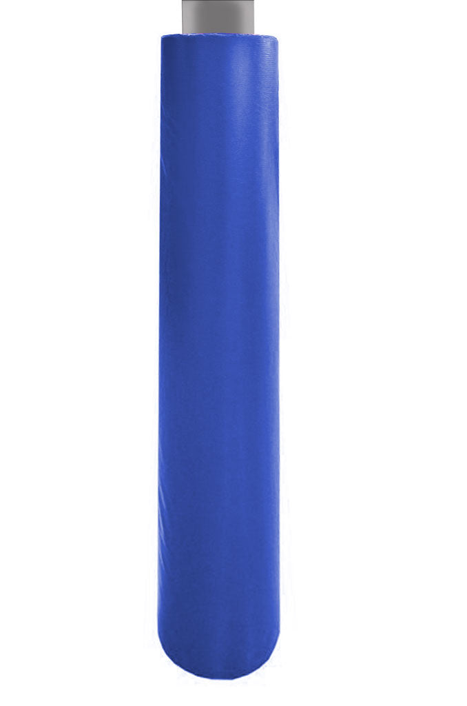 Blue cylindrical outdoor pole safety pad with smooth weather-resistant fabric and thick foam padding for playground use.