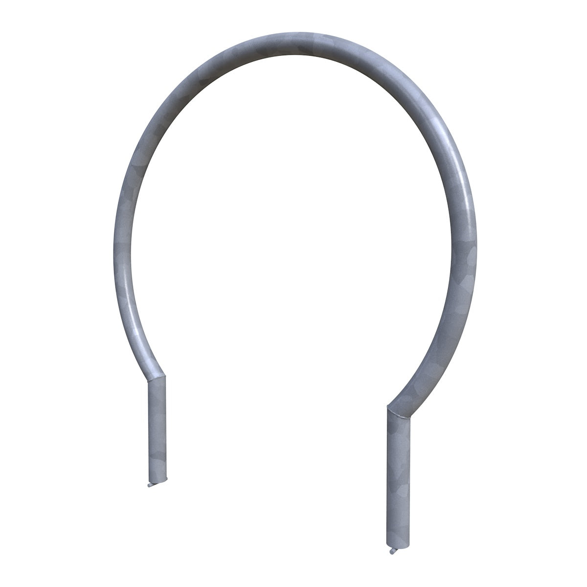 Galvanized steel round bike rack with smooth curves and in-ground installation for secure bicycle parking