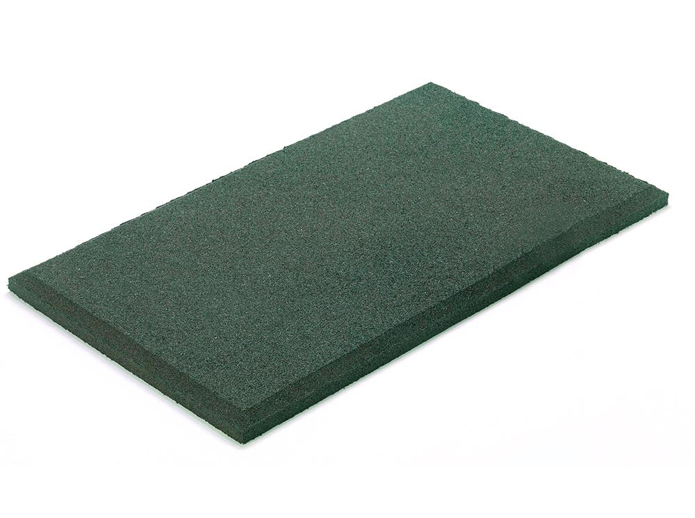 Rectangular forest green playground mat with beveled edges made from recycled rubber, durable and slip-resistant surface