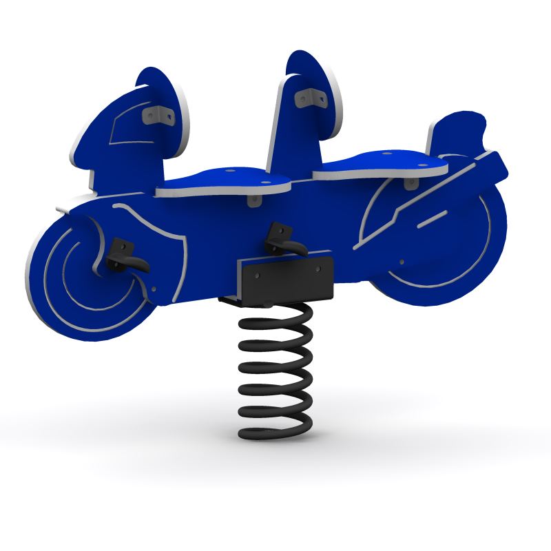 Blue Motorcycle 2 Person Spring Rider | WillyGoat Playground & Park Equipment