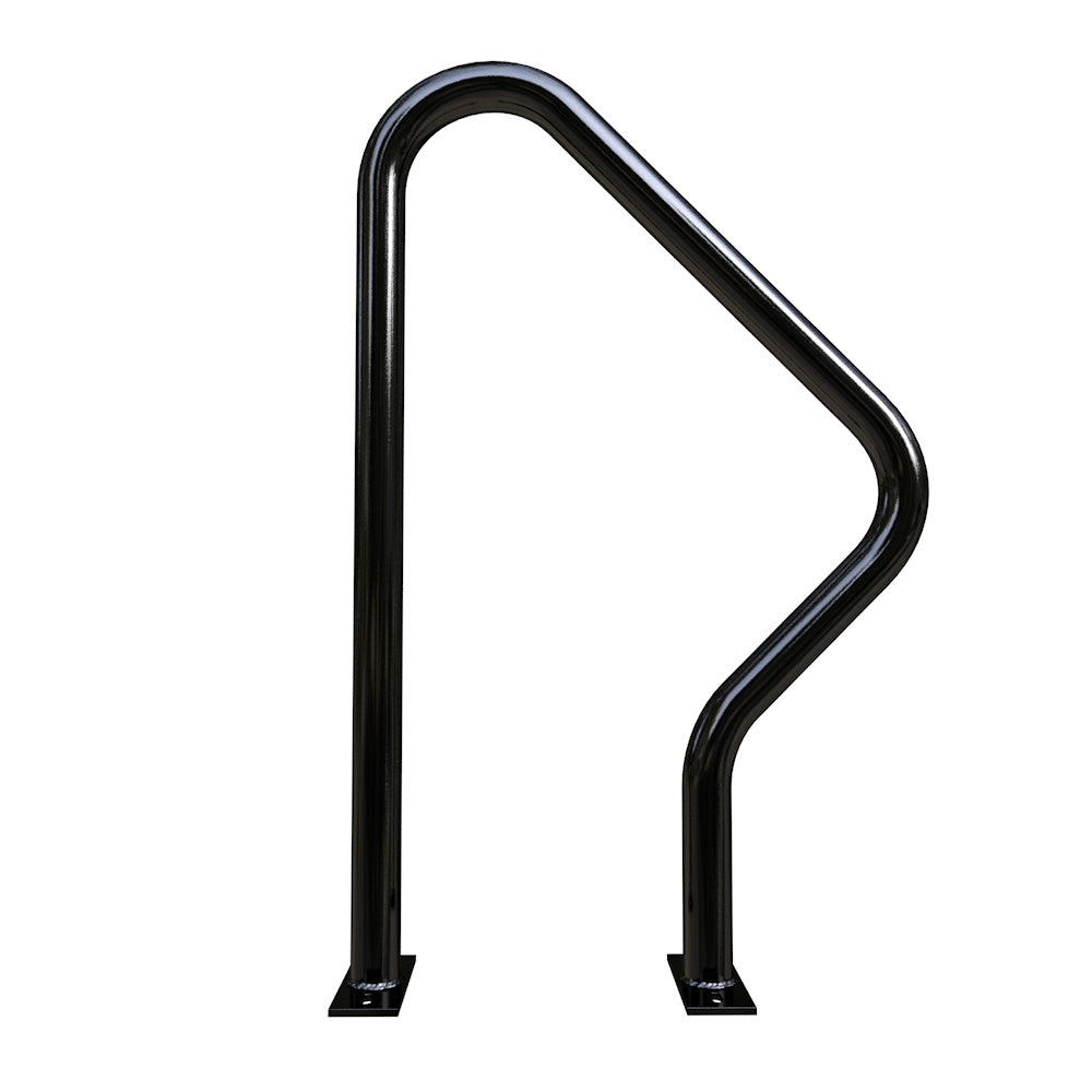 Swerve Bike Rack with black powder-coated thick pipe and curved design for secure two-bike parking