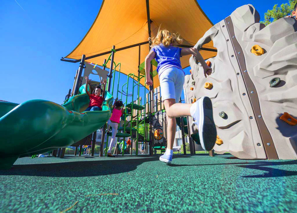 pour-in-place rubber surface on playground