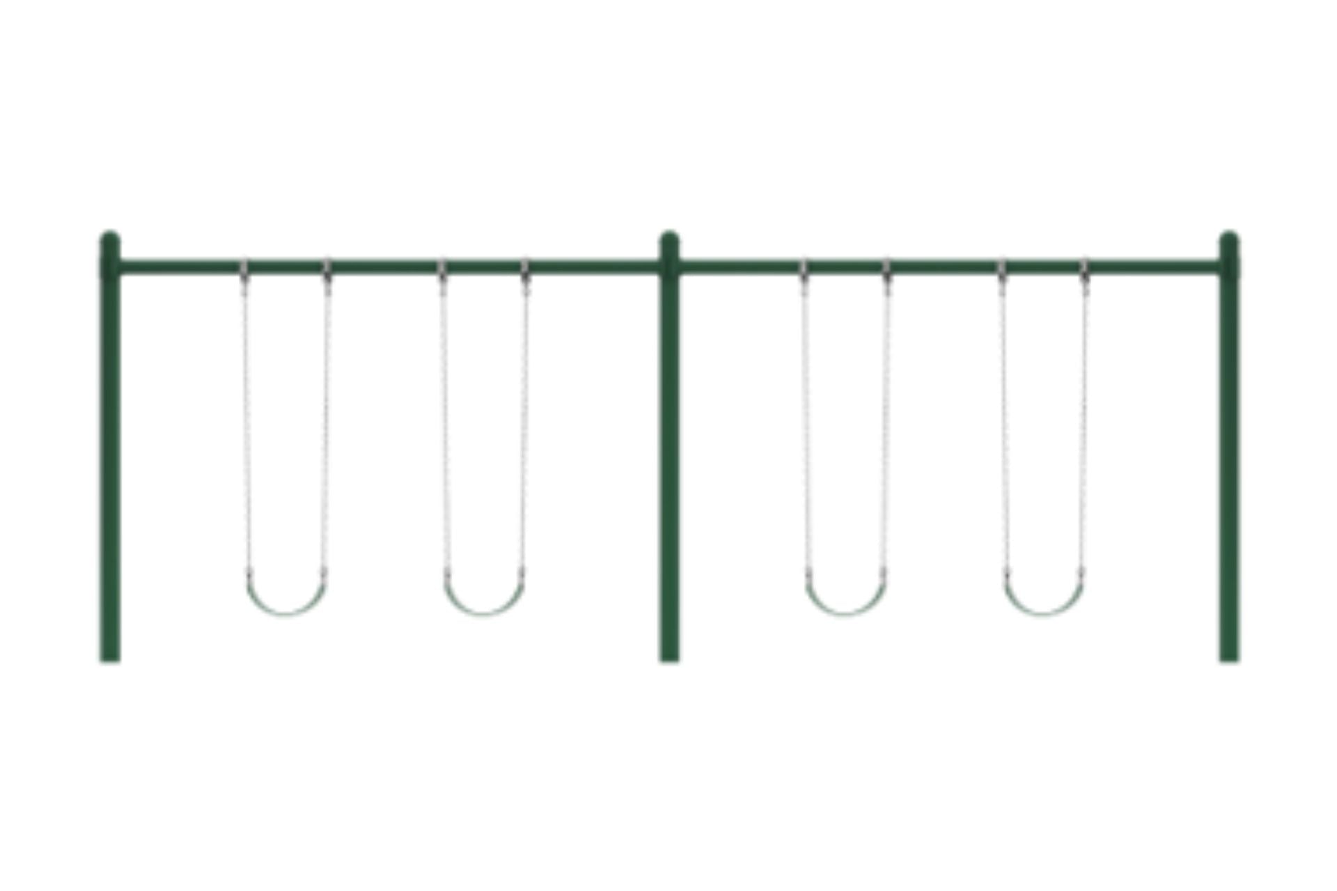 Single Post Swing Set in Green with 4 Swings
