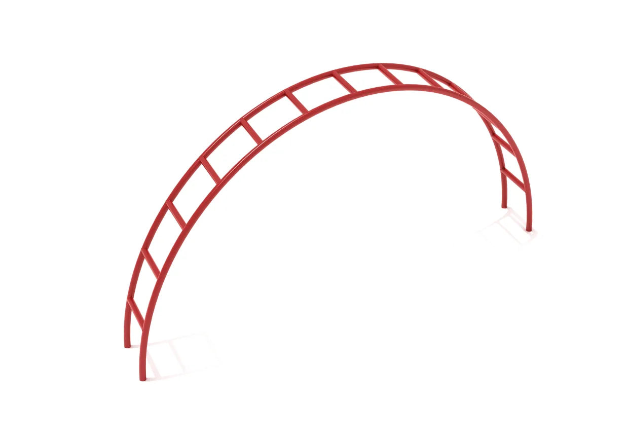 Curved Ladder Climber with red metal arch and evenly spaced rungs for playground climbing and active play