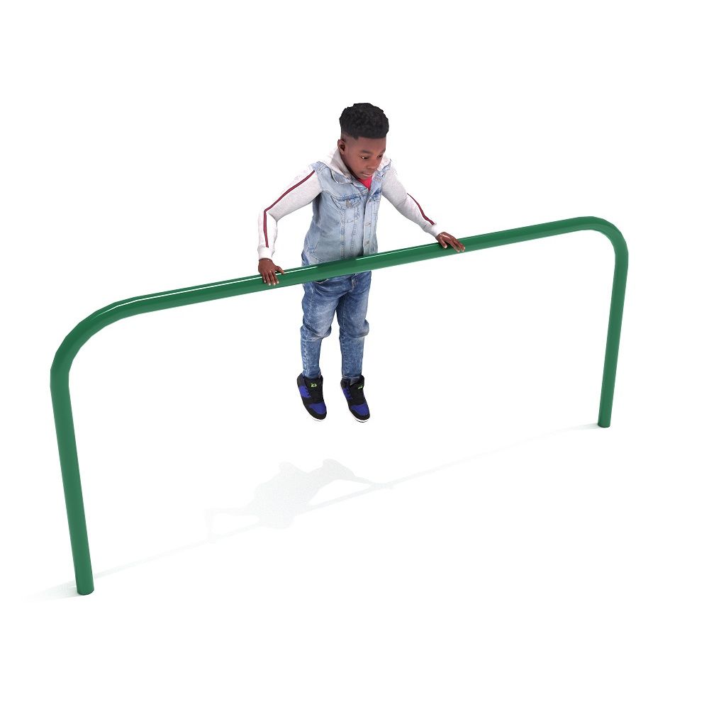 Child playing on the Single Vaulting Bar, demonstrating its use for fitness and gymnastics.