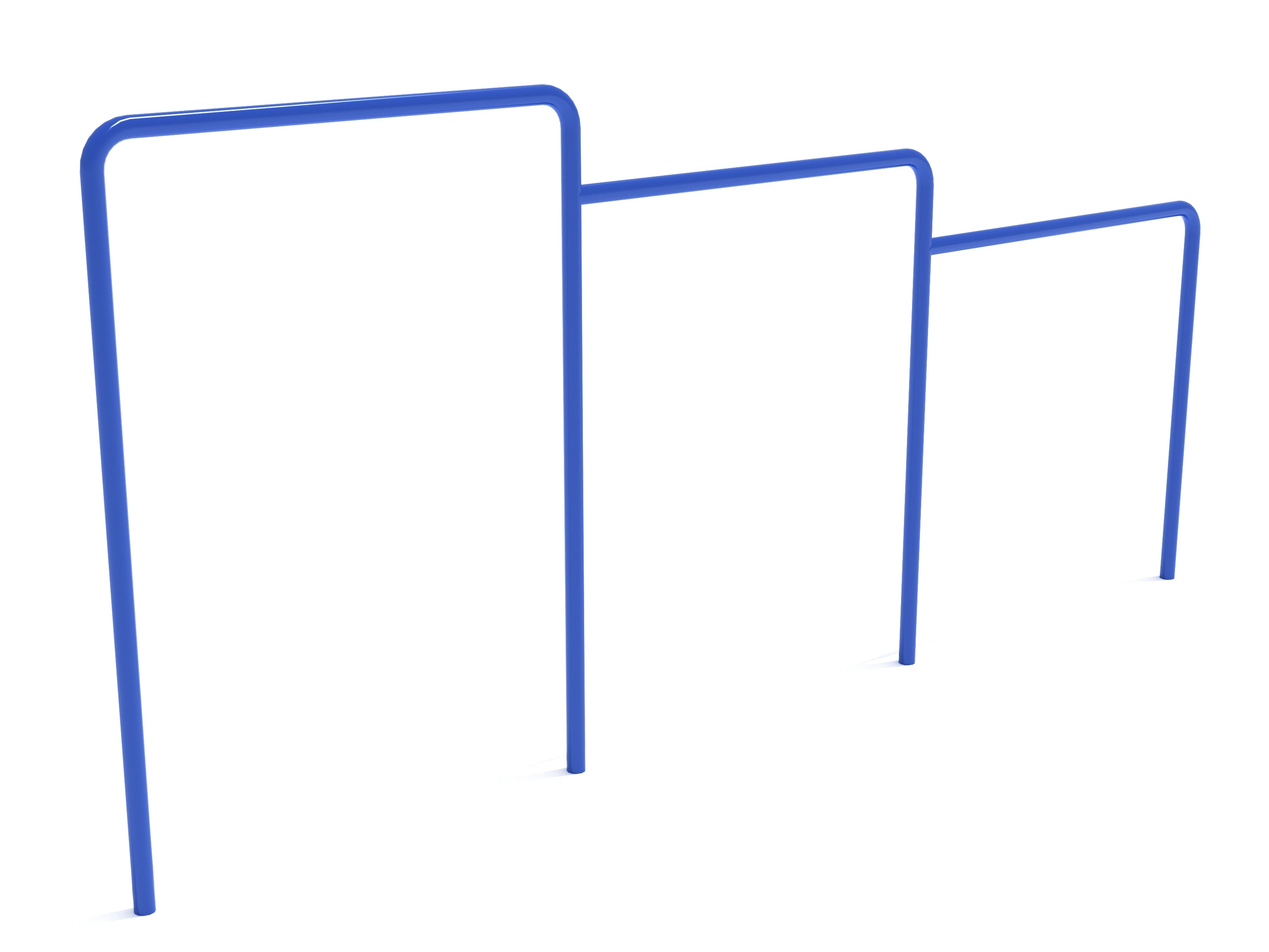 Triple Uneven Agility Bars playground fitness equipment with three blue uneven-height bars for climbing and swinging