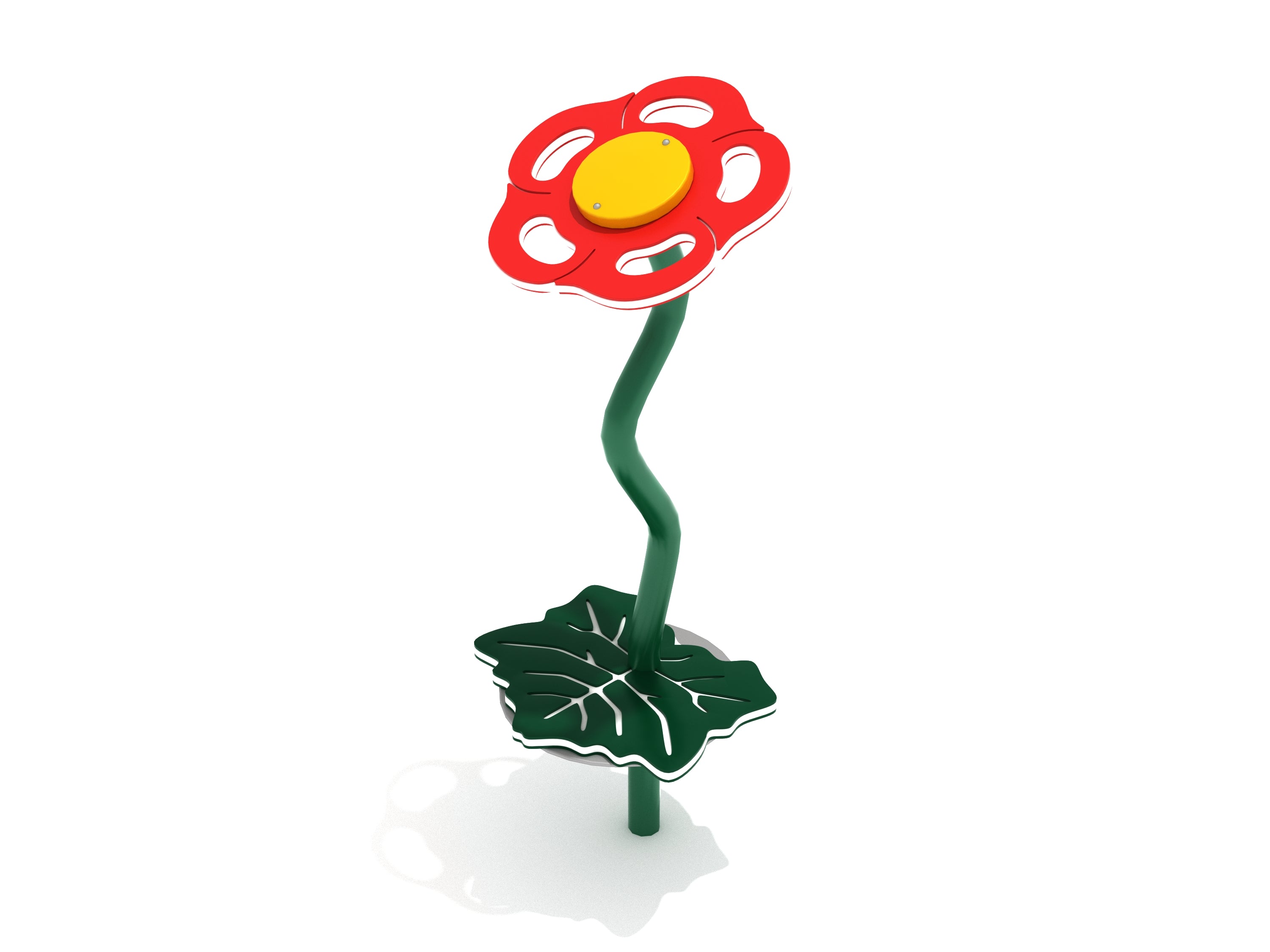 Single Flower Stepper playground balance beam with red flower top and green leaf base for outdoor play and motor skill development