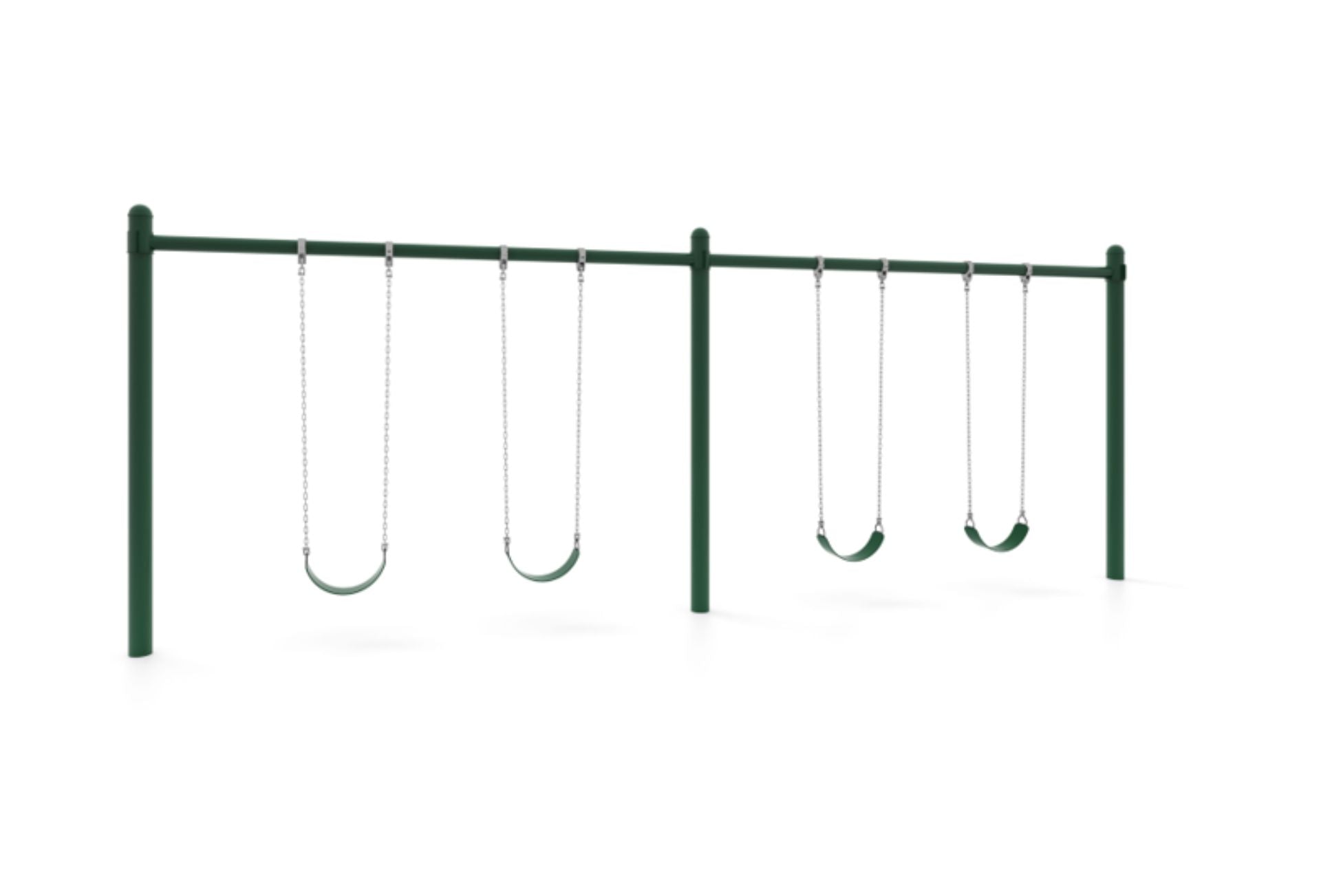Perspective View of Single Post Swing Set in Green