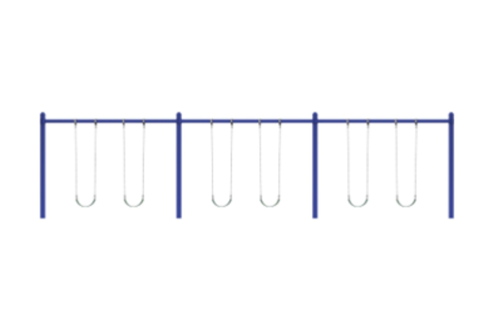 Single Post Swing Set in Blue with 6 Swings